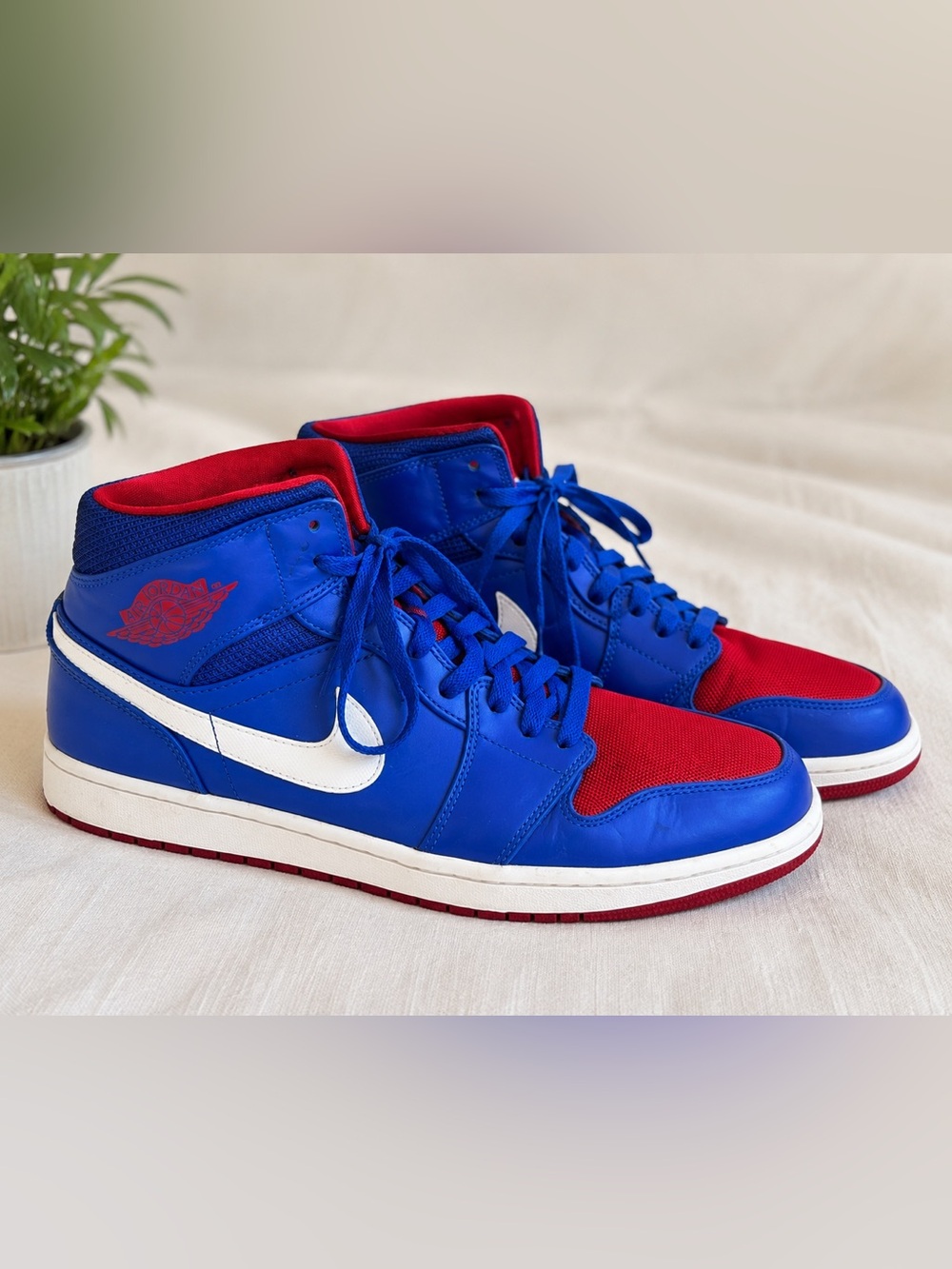 Nike Air Jordan 1 Mid Blue Red White High Top Sneakers Men’s - Size 11